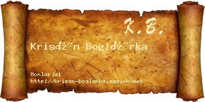 Krisán Boglárka névjegykártya